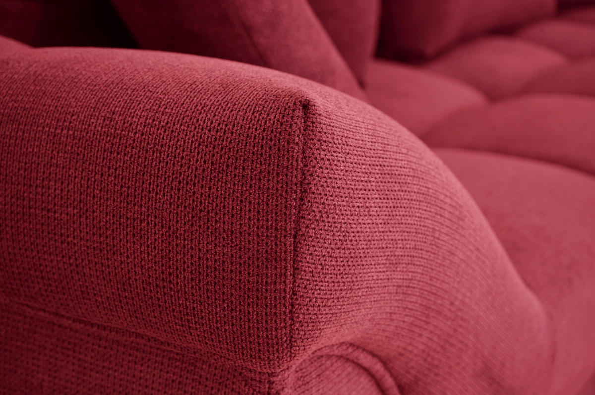 ECKSOFA Rot Flachgewebe, Mikrofaser  - Chromfarben/Rot, Design, Kunststoff/Textil (312/198cm) - Livetastic
