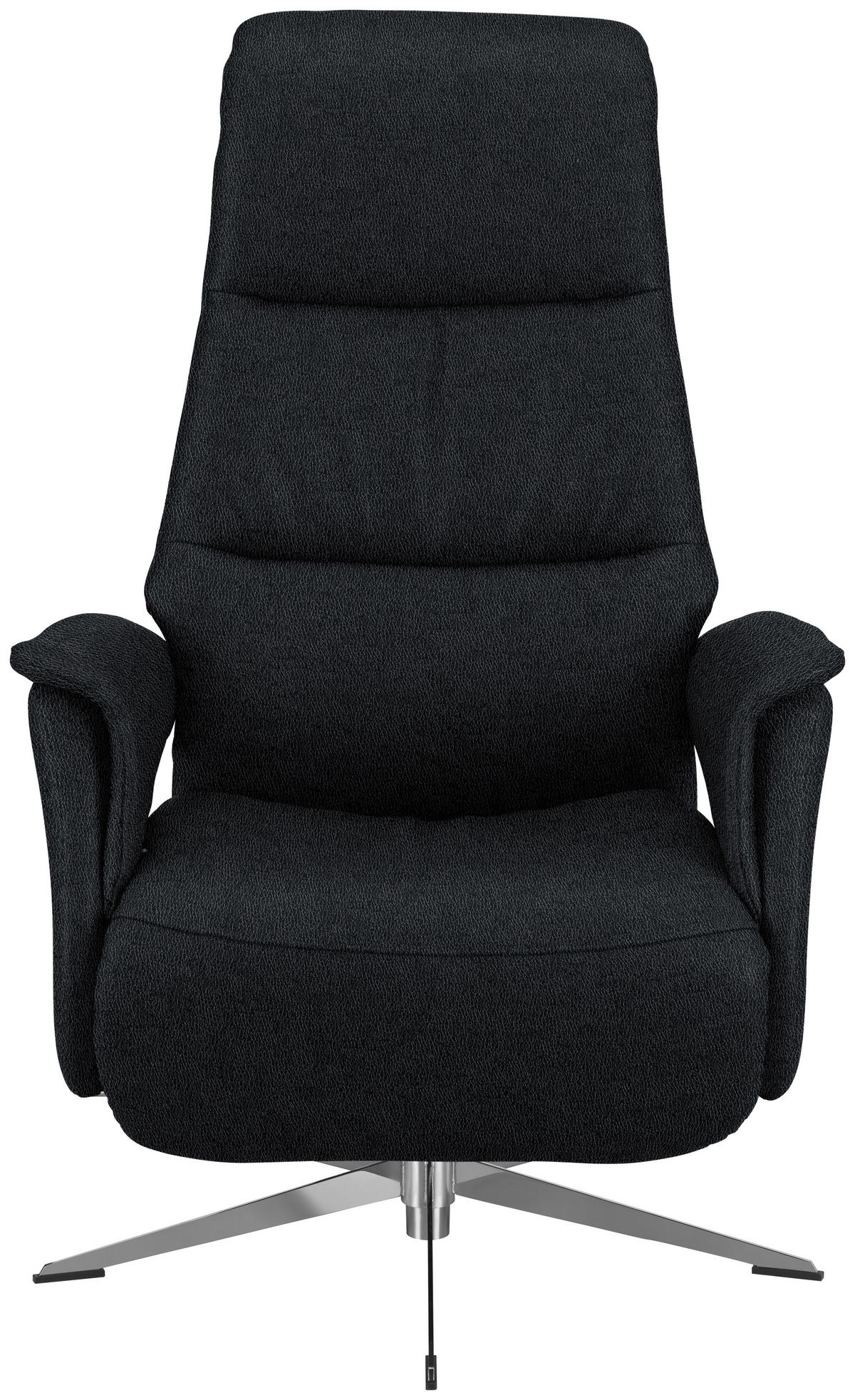RELAXSESSEL in Leder Schwarz  - Chromfarben/Schwarz, Design, Leder/Metall (74/108/86cm) - Welnova