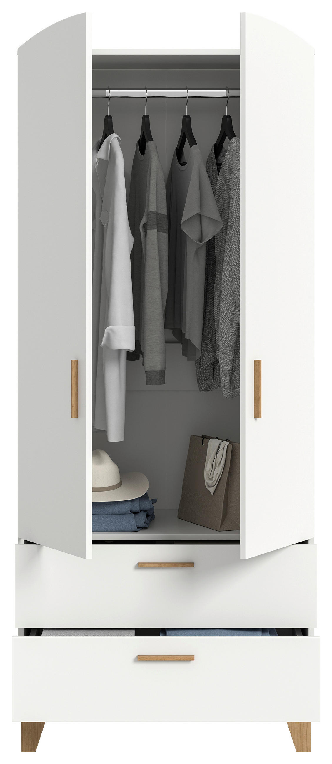 DREHTÜRENSCHRANK  in Weiß, Eiche Artisan  - Eiche Artisan/Weiß, ROMANTIK / LANDHAUS, Holzwerkstoff/Kunststoff (81/198/51cm) - Livetastic