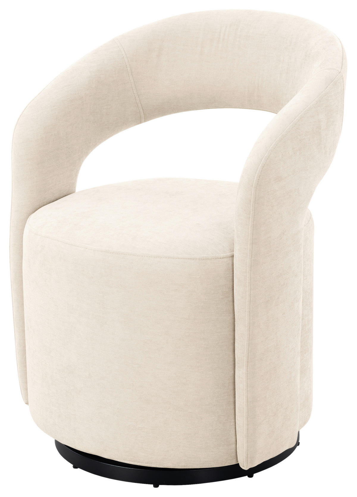 ARMLEHNSTUHL  Sitzfläche 360° drehbar, inklusive Armlehnen Leinenoptik  Schwarz, Beige  - Beige/Schwarz, Design, Textil/Metall (60/81/60,5cm) - Milino