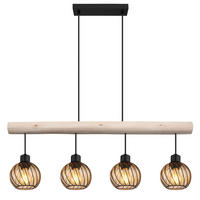 HÄNGLAMPA 82/13/120 cm  - svart/naturfärgad, Natur, metall/trä (82/13/120cm) - Globo