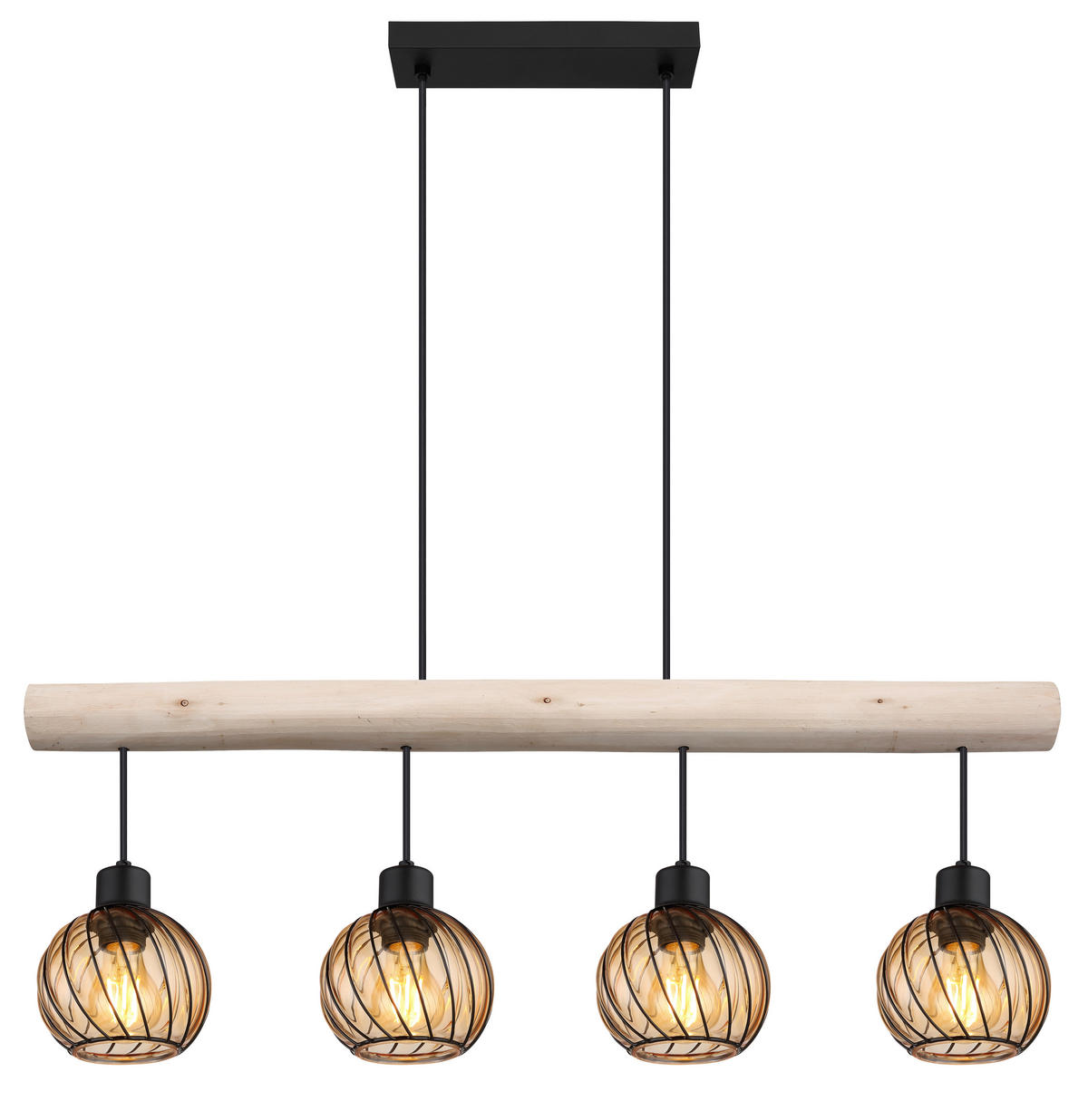 HÄNGLAMPA 82/13/120 cm  - svart/naturfärgad, Natur, metall/trä (82/13/120cm) - Globo