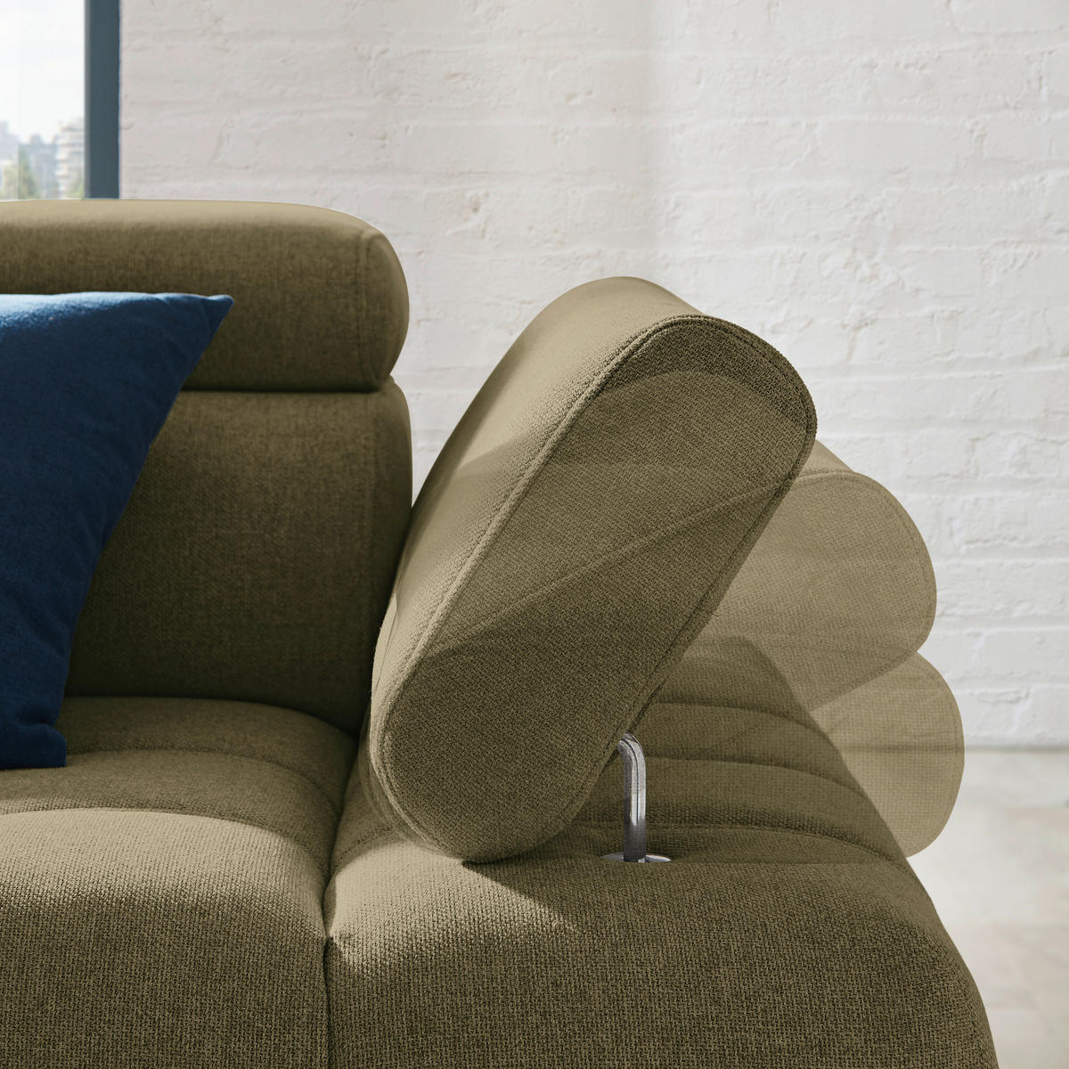 ECKSOFA in Webstoff Olivgrün  - Schwarz/Olivgrün, Design, Textil/Metall (223/263cm) - Welnova