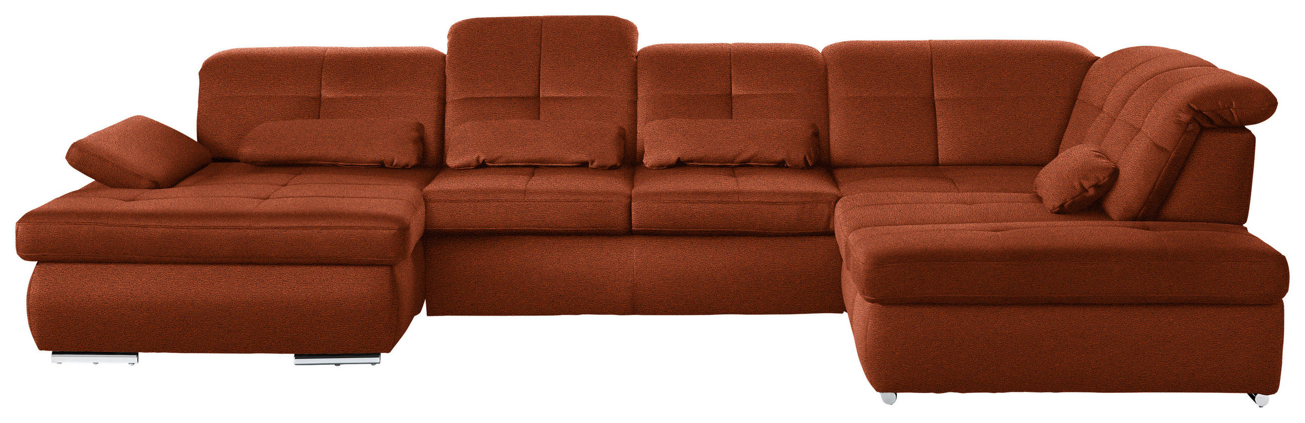 WOHNLANDSCHAFT Mikrofaser Terracotta  - Chromfarben/Terracotta, Design, Textil (195/371/260cm) - Beldomo Style