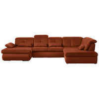 WOHNLANDSCHAFT Mikrofaser Terracotta  - Chromfarben/Terracotta, Design, Textil (195/371/260cm) - Beldomo Style