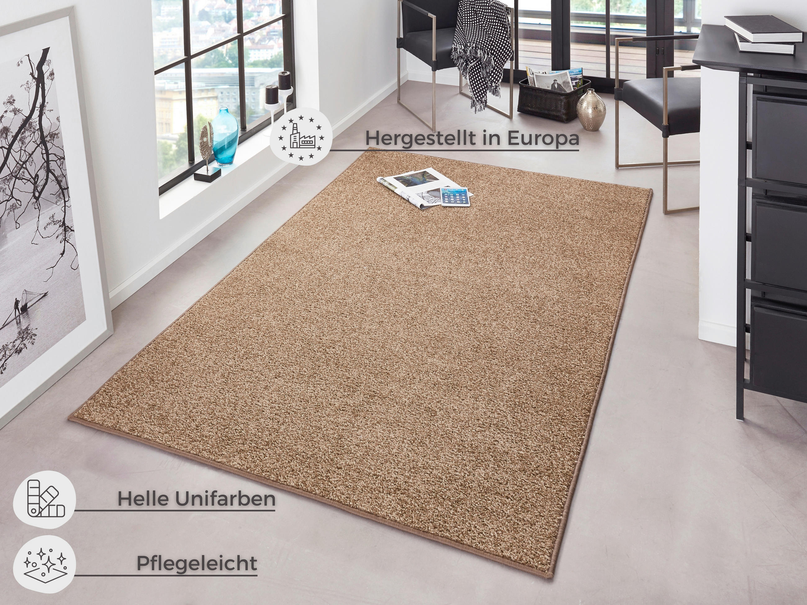 WEBTEPPICH 140/200/200 cm Pure Hellbraun  - Hellbraun, Basics, Kunststoff (140/200/200cm)