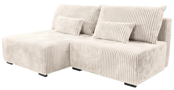 ECKSOFA Creme Cord  - Creme/Schwarz, MODERN, Holz/Textil (145/210cm) - Carryhome