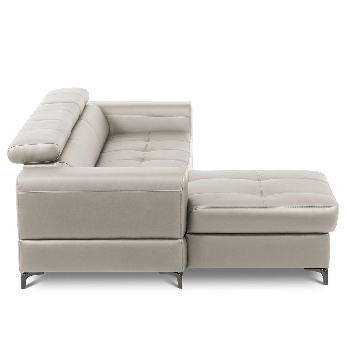 ECKSOFA  in Lederlook Echtleder Platinfarben  173/247 cm  - Platinfarben/Schwarz, Design, Leder/Textil (173/247cm) - Livetastic