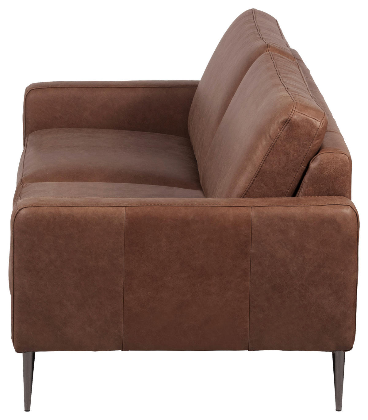 Canapea Cu 3 Locuri, piele, maro închis - maro închis/negru cromat, Design, metal/piele (187/85/92cm) - Livetastic