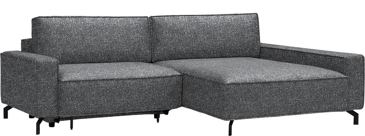 ECKSOFA Mikrovelours Grau  - Schwarz/Grau, Design, Textil (246/164cm) - Sedda