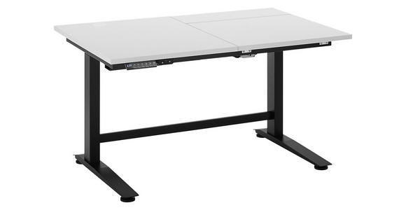 SCHREIBTISCH 120/77/66-129 cm Schwarz, Weiß höhenverstellbar, Kabeldurchlass, Memoryschalter  - Schwarz/Weiß, MODERN, Holzwerkstoff/Metall (120/77/66-129cm) - Carryhome