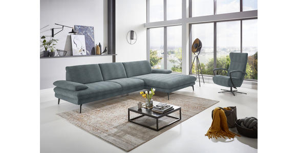 ECKSOFA in Chenille Blaugrau 310/180 cm - Blaugrau/Schwarz, Design, Textil/Metall (310/180cm) - Dieter Knoll