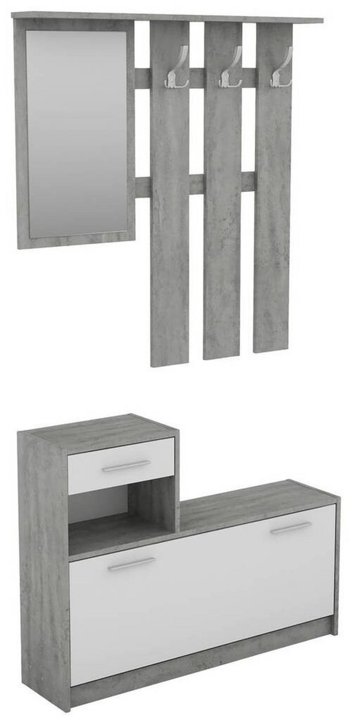 GARDEROBE  in 97/190/25 cm  - Weiß/Grau, MODERN, Glas/Holzwerkstoff (97/190/25cm) - MID.YOU