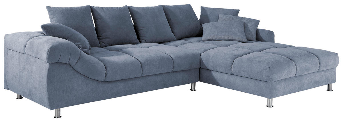 ECKSOFA Blau, Grau Webstoff  - Blau/Grau, Design, Textil/Metall (337/228cm) - Carryhome