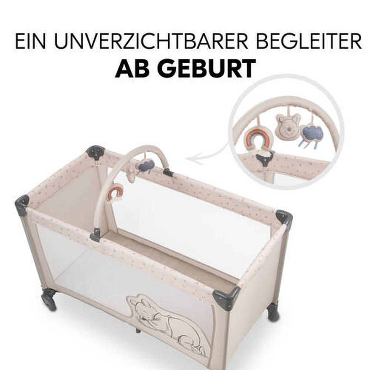 REISEBETT Dream N Play Go Disney   - Beige/Grau, Basics, Kunststoff/Textil (65/106.5/125cm) - Hauck