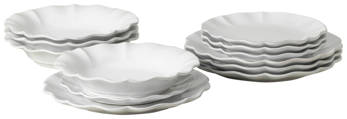 KOMBISERVICE Weiß ROSA 12-teilig 4 Personen  - Weiß, Basics, Keramik - Costa Nova