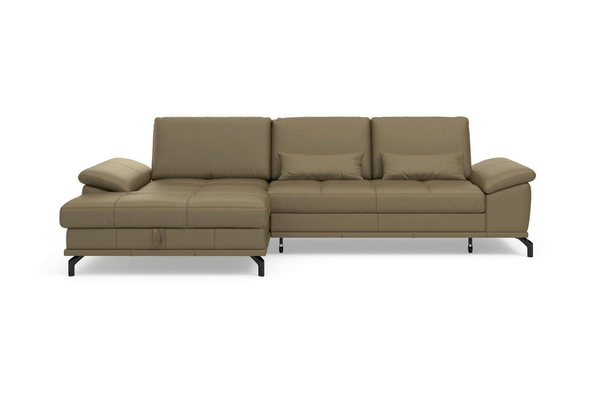 ROHOVÁ SEDAČKA, kůže, olivově zelená - černá/olivově zelená, Basics, kov/kůže (176/301cm) - Sit & More