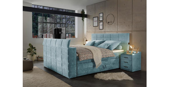 BOXSPRINGBETT 180/200 cm  in Blau  - Blau, KONVENTIONELL, Textil (180/200cm) - Carryhome