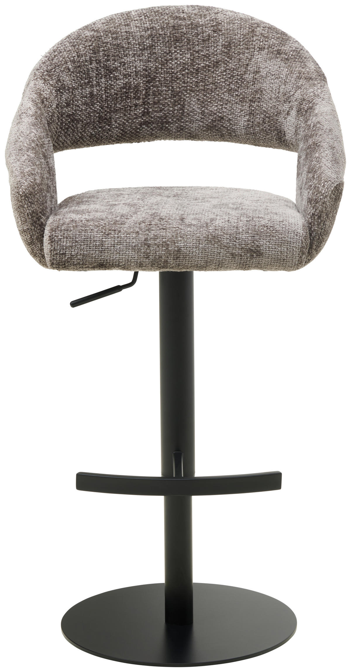 BARHOCKER Webstoff Grau, Schwarz Eisen Sitzfläche 360° drehbar  - Schwarz/Grau, KONVENTIONELL, Textil/Metall (56,5/87-112/57,5cm) - Livetastic