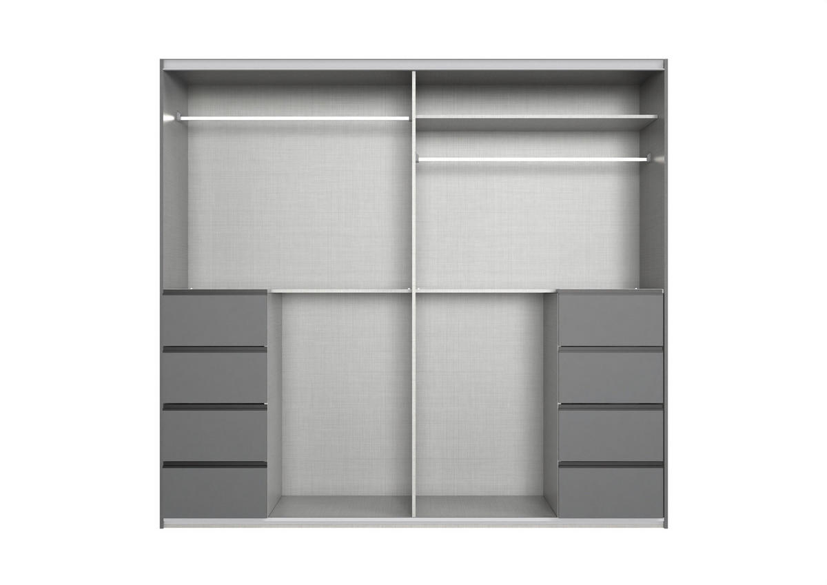 SCHWEBETÜRENSCHRANK 225/208/64 cm 3-türig Graphitfarben  - Schwarz/Graphitfarben, KONVENTIONELL, Glas/Holzwerkstoff (225/208/64cm) - Boxxx