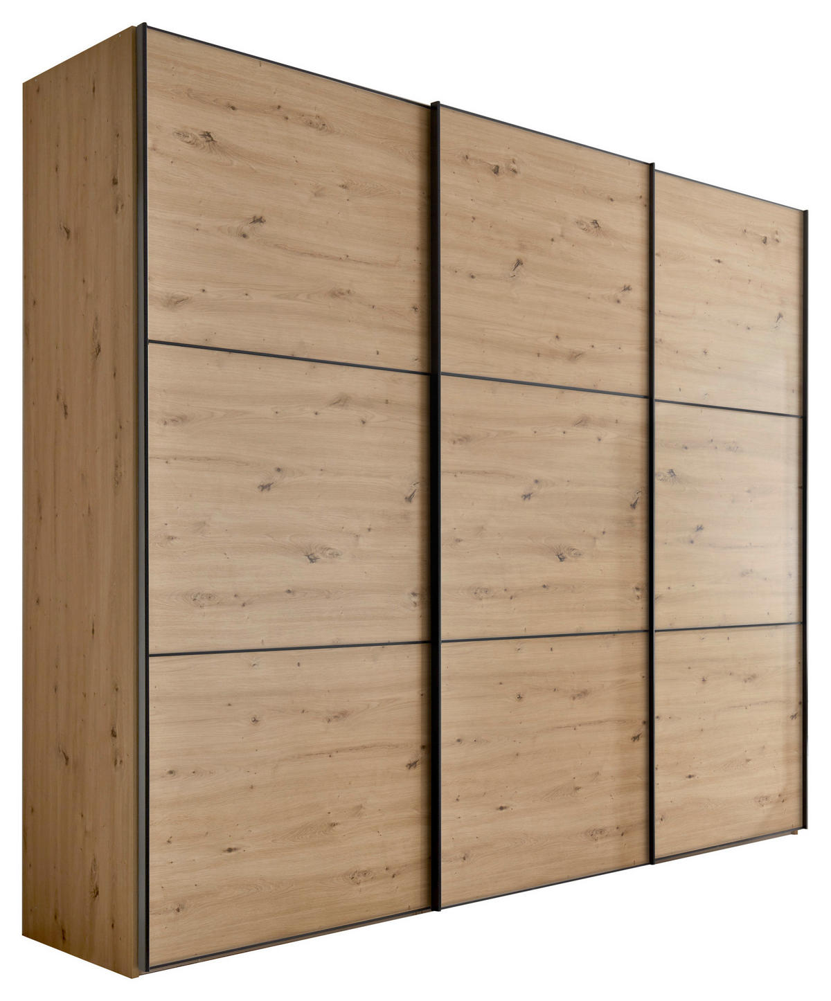 SCHWEBETÜRENSCHRANK in Eiche Artisan  - Schwarz/Eiche Artisan, Holzwerkstoff/Metall (280/222/68cm) - Moderano