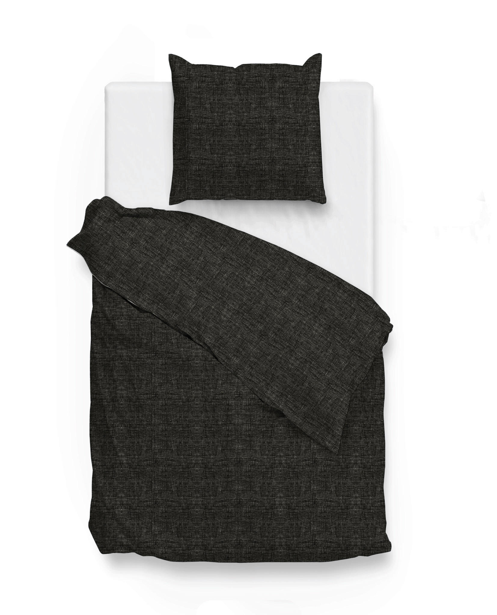 BETTWÄSCHE Lino Renforcé 155/220 cm  - Schwarz, Basics, Textil (155/220cm)