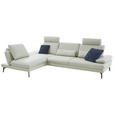 ECKSOFA in Echtleder Silberfarben  - Silberfarben/Schwarz, Design, Leder/Metall (195/308cm) - Dieter Knoll