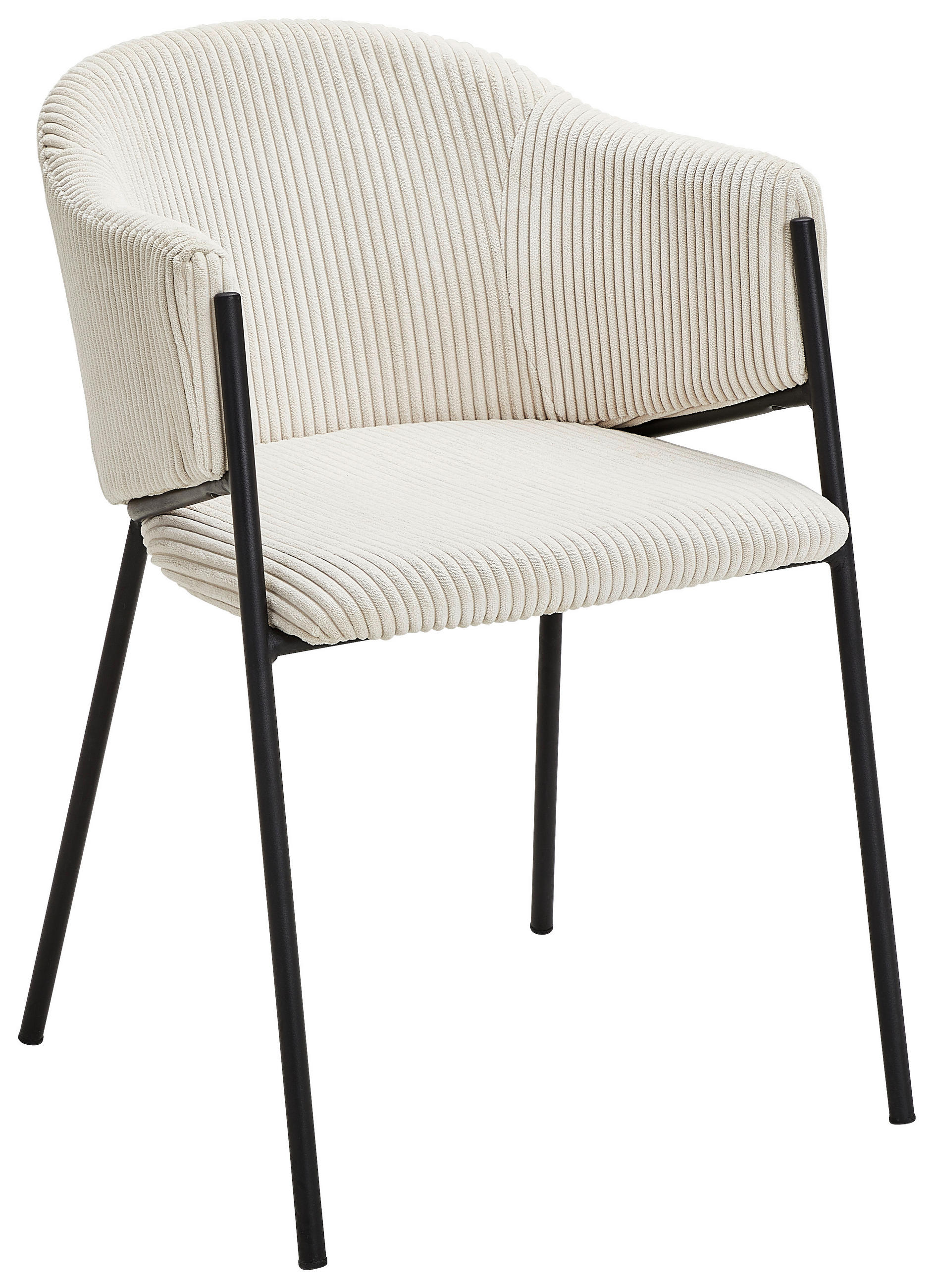 ARMLEHNSTUHL  in Eisen Cord  - Beige/Schwarz, Design, Textil/Metall (53/78/61cm) - Hom`in