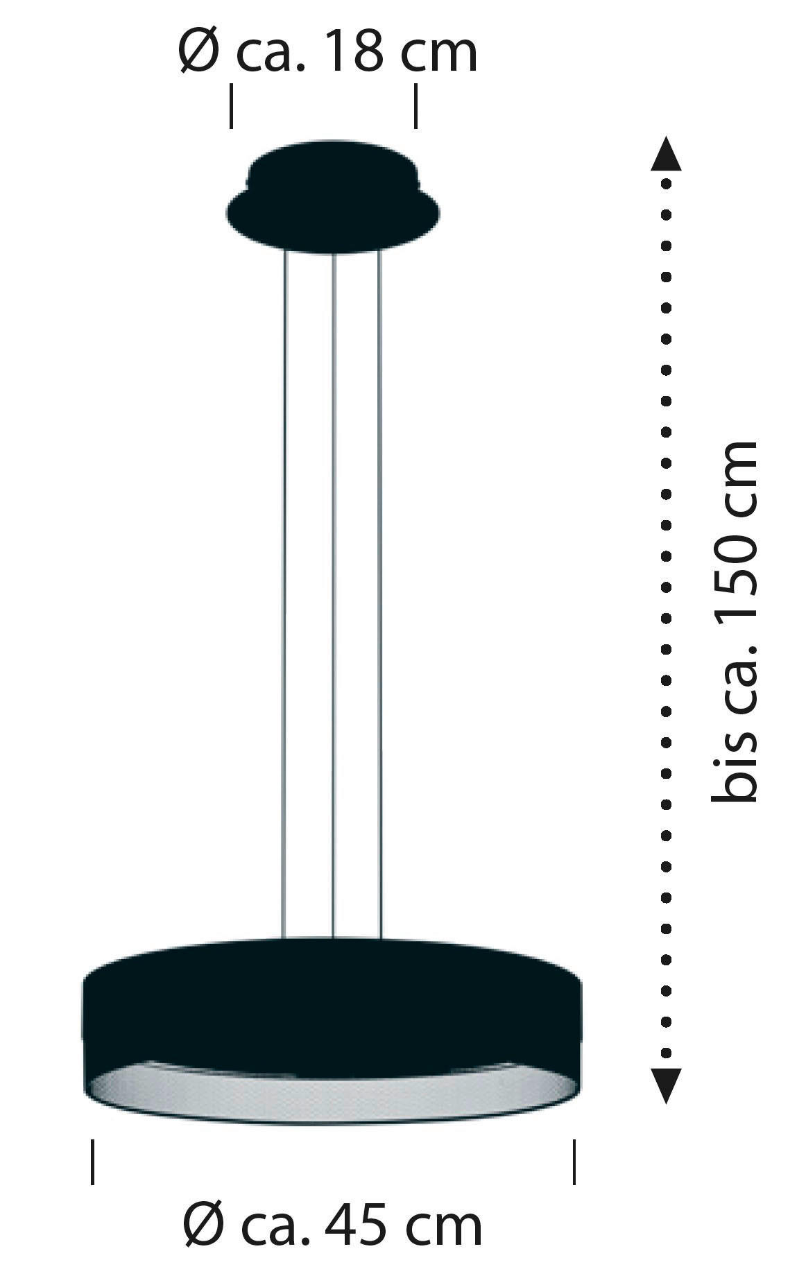 LED-HÄNGELEUCHTE MESH 45/150 cm   - Greige, MODERN, Metall (45/150cm) - Hell