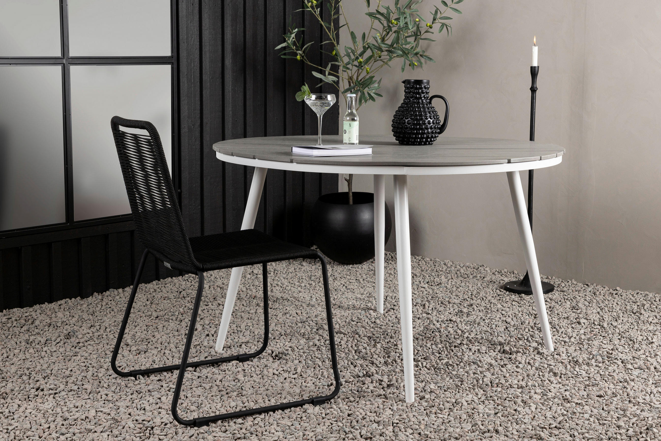 GARTENTISCH Metall, Kunststoff Grau, Weiß rund  - Weiß/Grau, KONVENTIONELL, Kunststoff/Metall (120/120/74cm) - Gardenson