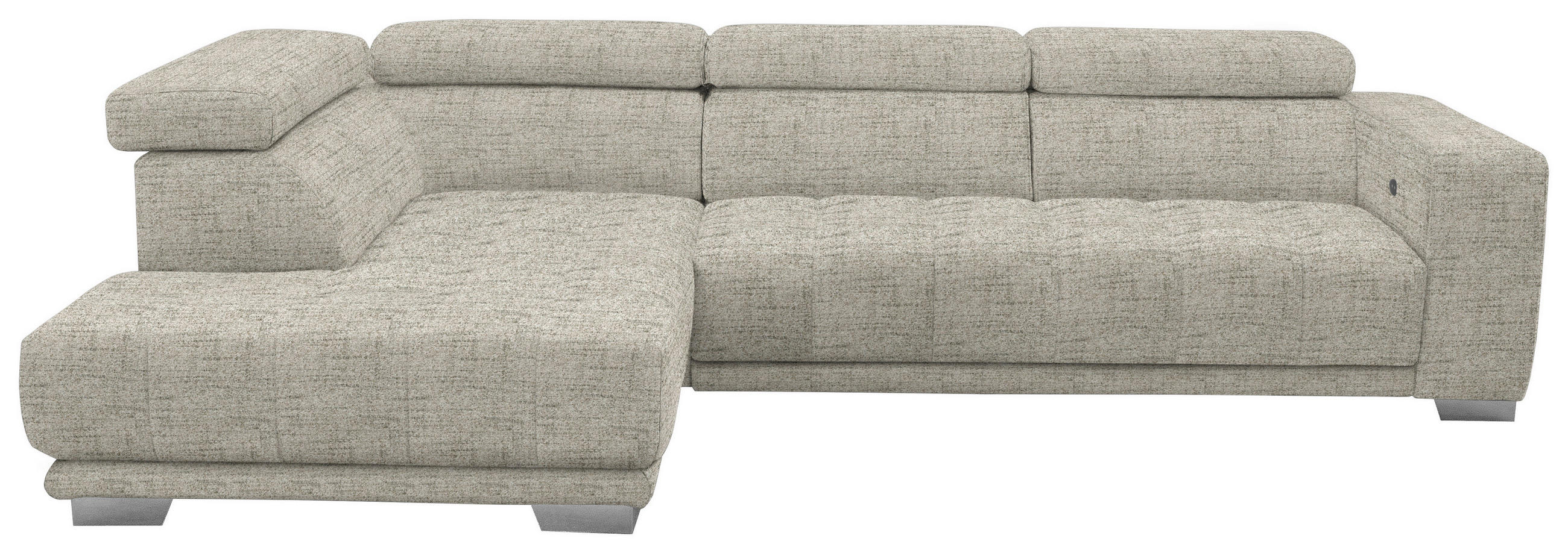 ECKSOFA in Chenille Beige  207/301 cm  - Chromfarben/Beige, Design, Textil (207/301cm) - Xora