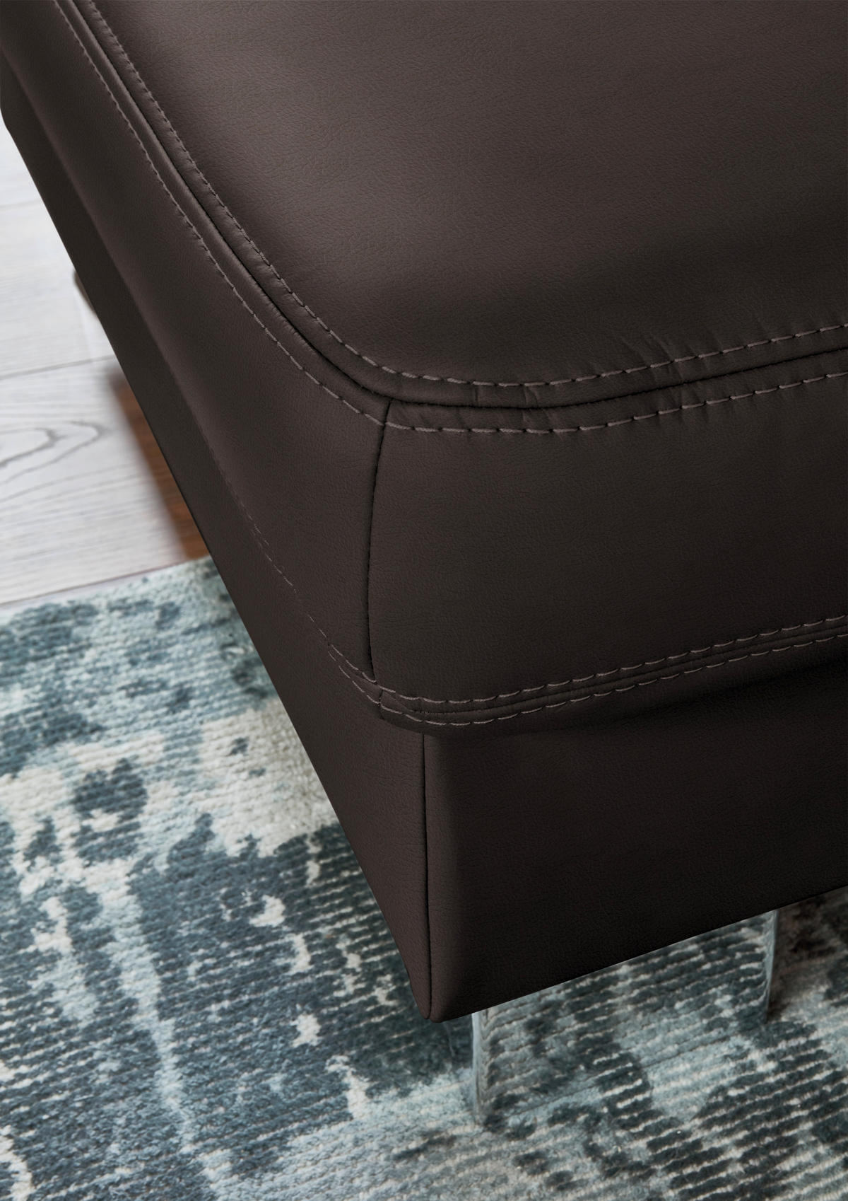 ECKSOFA  in Echtleder Mokka  235/248 cm  - Alufarben/Mokka, Design, Leder/Metall (235/248cm) - Beldomo Premium