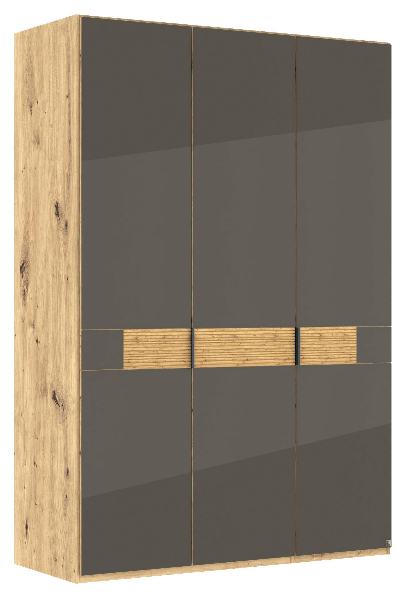 DREHTÜRENSCHRANK 150/216/58 cm,  in Eiche Bianco, 3 Tür(en)  - Schieferfarben/Eiche Bianco, Design, Glas/Holz (150/216/58cm) - Musterring