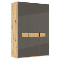 DREHTÜRENSCHRANK 150/216/58 cm,  in Eiche Bianco, 3 Tür(en)  - Schieferfarben/Eiche Bianco, Design, Glas/Holz (150/216/58cm) - Musterring