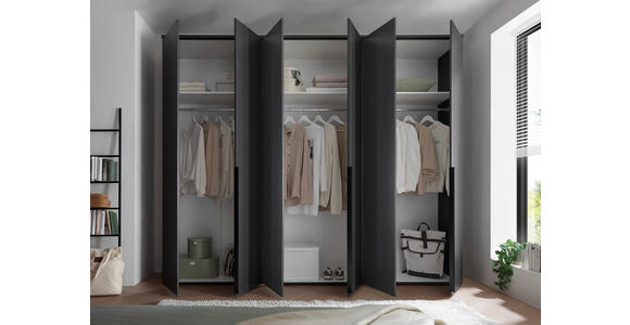 DREHTÜRENSCHRANK in Graphitfarben - Schwarz/Graphitfarben, MODERN, Holzwerkstoff/Kunststoff (270/225/52cm) - Carryhome