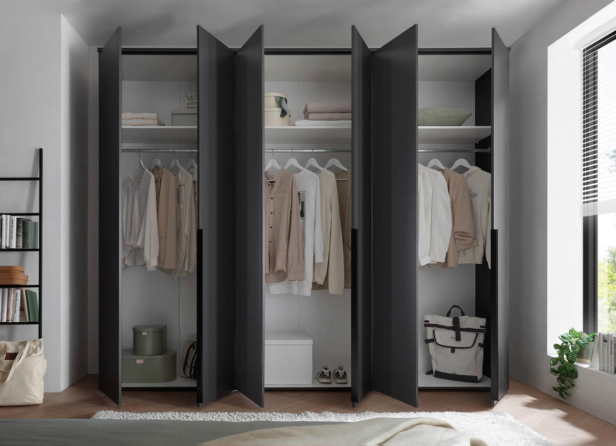 DREHTÜRENSCHRANK  in Graphitfarben  - Schwarz/Graphitfarben, MODERN, Holzwerkstoff/Kunststoff (270/225/52cm) - Carryhome