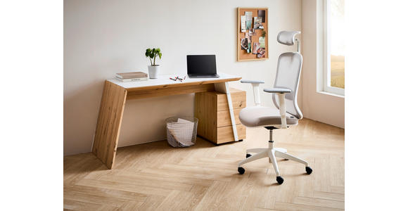 SCHREIBTISCH 166/60/75 cm in Weiß, Eiche Artisan - Schwarz/Eiche Artisan, Design, Holzwerkstoff/Kunststoff (166/60/75cm) - Cantus