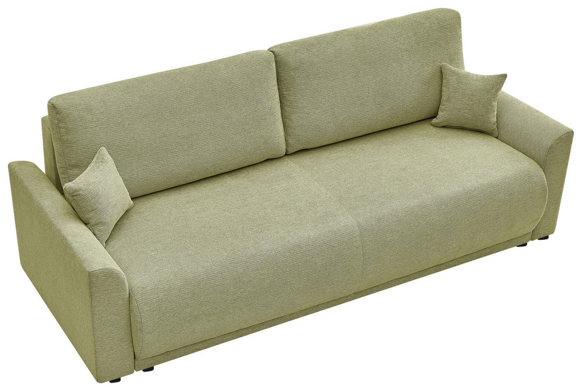 SCHLAFSOFA KIMMY Struktur Grün  inkl. Zierkissen, Rückenkissen, Bettkasten  - Schwarz/Grün, Design, Kunststoff/Textil (234/90/103cm) - P & B
