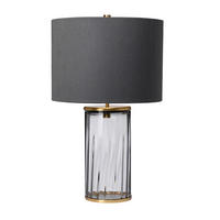 TISCHLEUCHTE 35.5/60.4 cm   - Messingfarben/Grau, Design, Glas/Textil (35.5/60.4cm) - Elstead Lighting