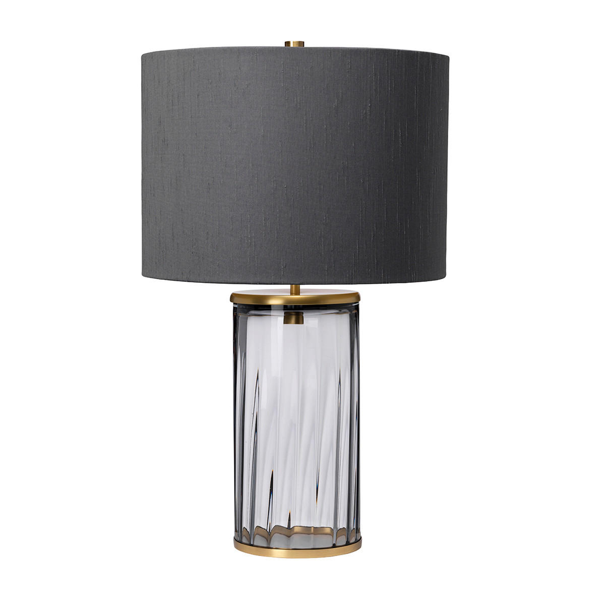 TISCHLEUCHTE 35.5/60.4 cm   - Messingfarben/Grau, Design, Glas/Textil (35.5/60.4cm) - Elstead Lighting