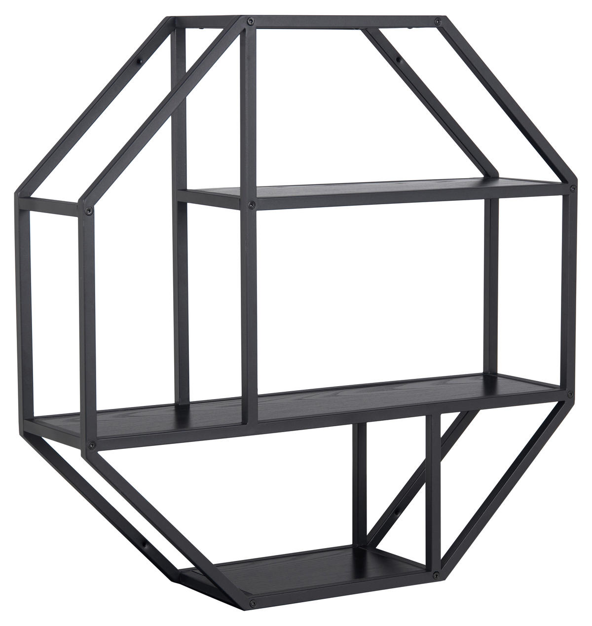 WANDREGAL 77/77/20 cm  - Schwarz, Trend, Holzwerkstoff/Metall (77/77/20cm) - Livetastic
