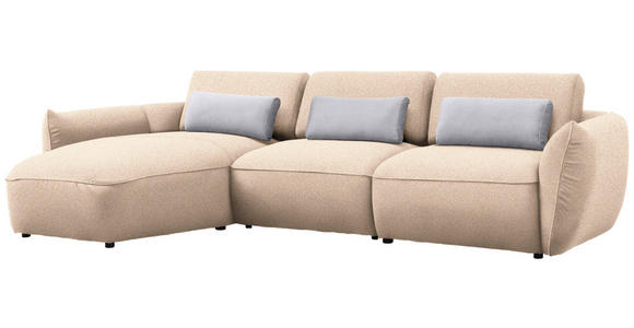 ECKSOFA  in Chenille Creme  190/340 cm  - Greige/Creme, Design, Kunststoff/Textil (190/340cm) - Belluti