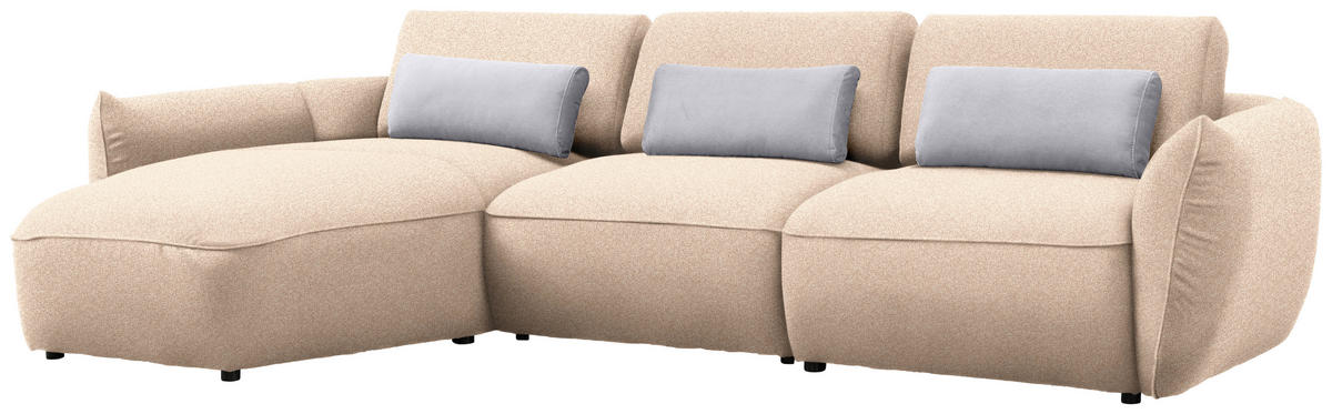 ECKSOFA  in Chenille Creme  190/340 cm  - Greige/Creme, Design, Kunststoff/Textil (190/340cm) - Belluti