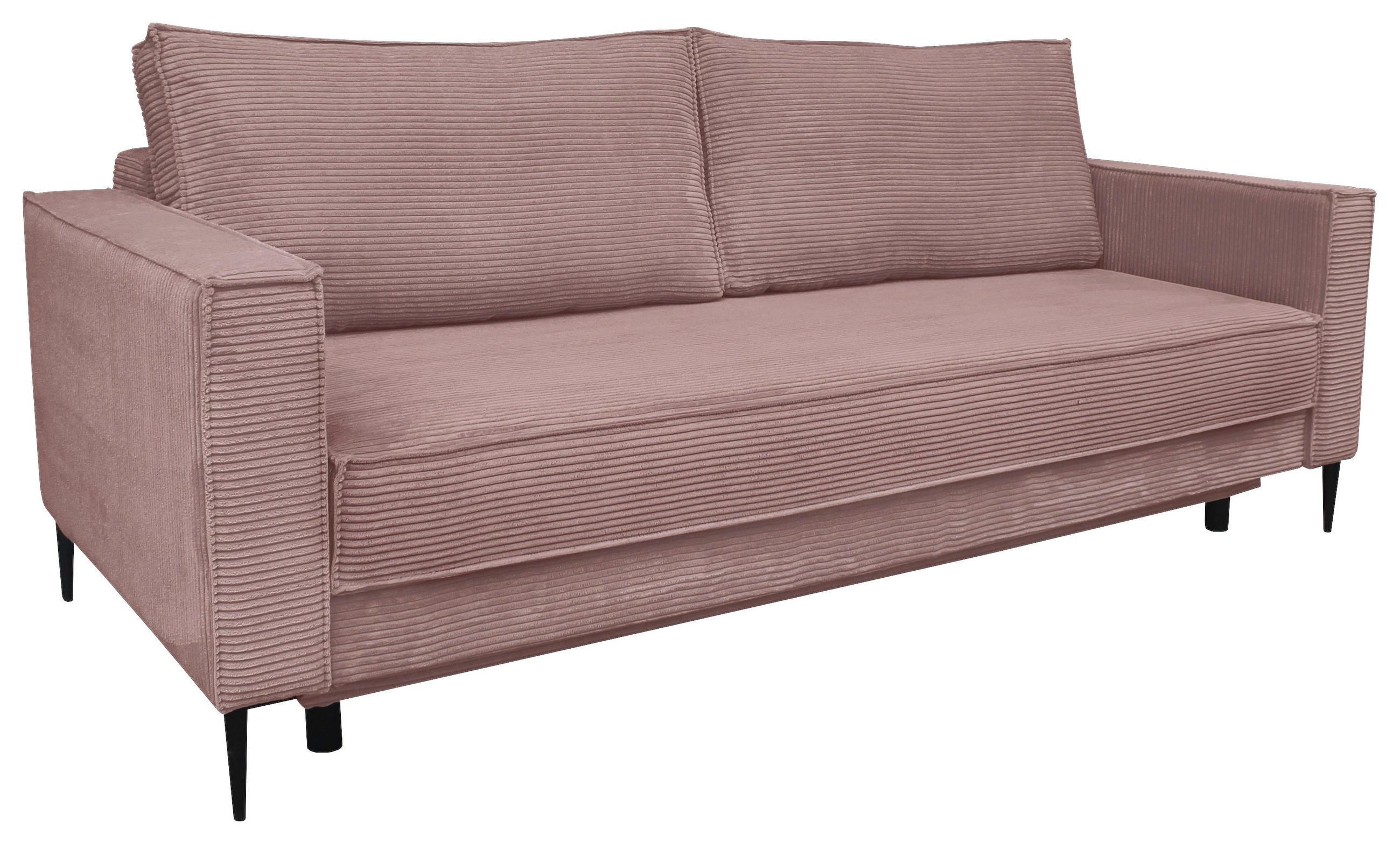 SCHLAFSOFA Cord Altrosa  - Schwarz/Altrosa, KONVENTIONELL, Textil/Metall (222/93/98cm) - Carryhome