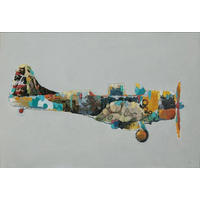 ÖLGEMÄLDE Flugzeug 60/90 cm  - Multicolor, Trend, Holz/Kunststoff (60/90cm) - Kayoom