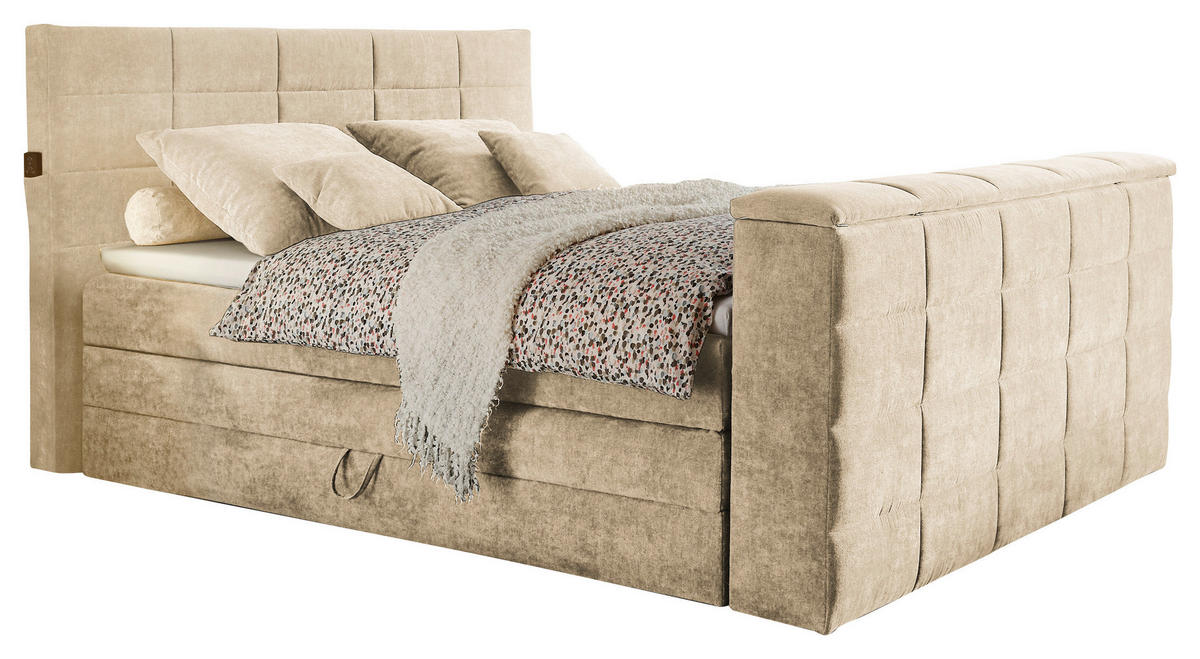 BOXSPRINGBETT 180/200 cm  Sandfarben  - Sandfarben, Konventionell, Textil (180/200cm) - Carryhome