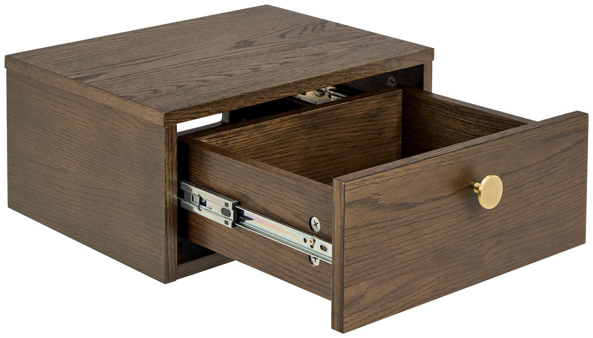 NACHTTISCH 40/18/30 cm  in furniert Eiche dunkel  - Eiche dunkel/Goldbraun, Modern, Holzwerkstoff/Metall (40/18/30cm) - MID.YOU