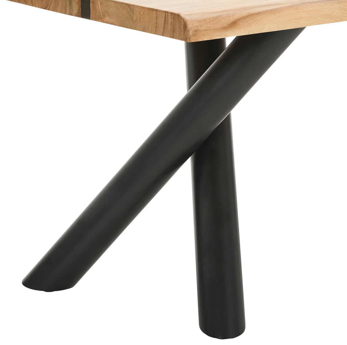 SITZBANK Schwarz, Akaziefarben Akazie vollmassiv  - Schwarz/Akaziefarben, LIFESTYLE, Holz/Metall (200/40/45cm) - Landscape