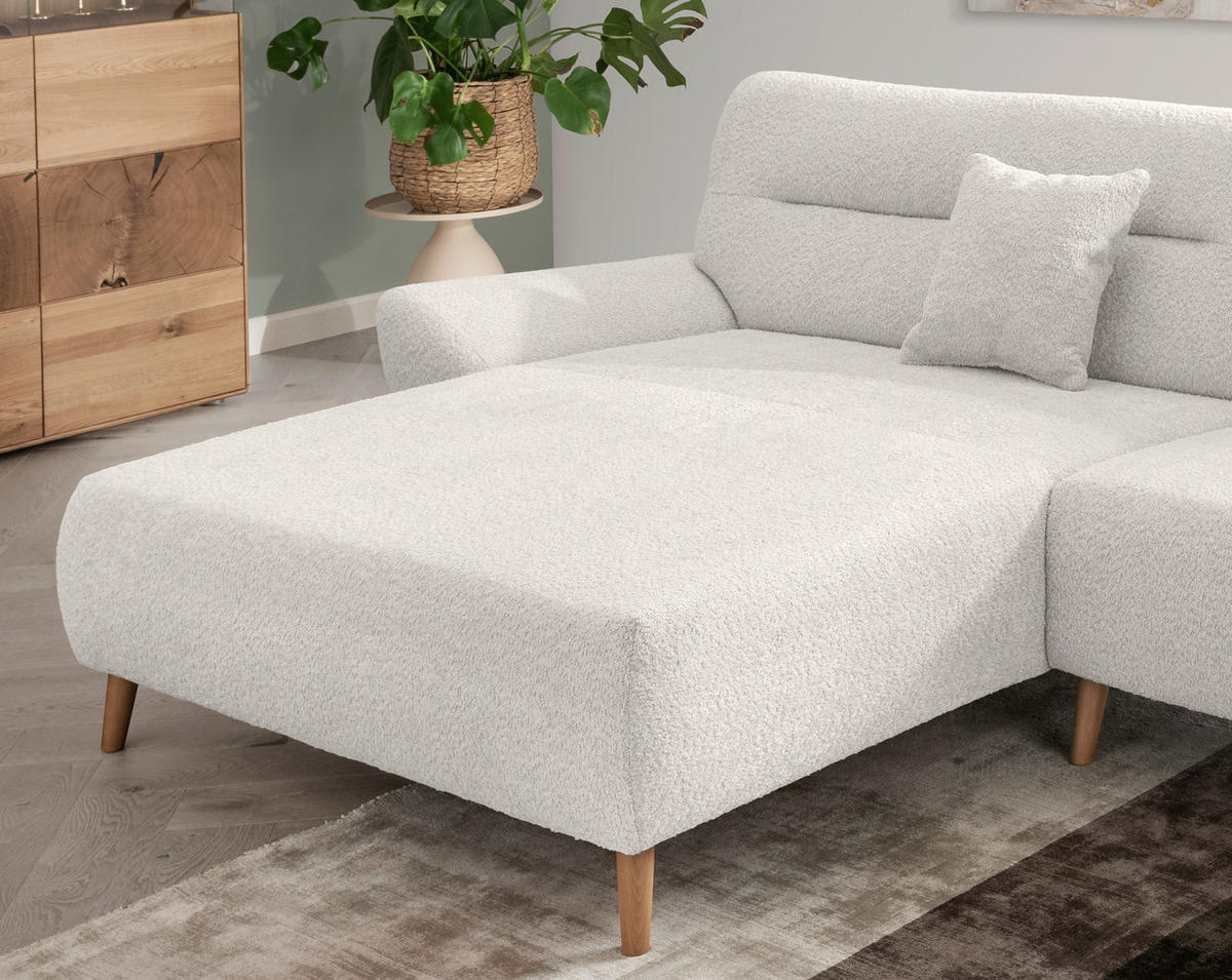 ECKSOFA Weiß Bouclé  - Wildeiche/Weiß, KONVENTIONELL, Holz/Textil (166/290cm) - MID.YOU