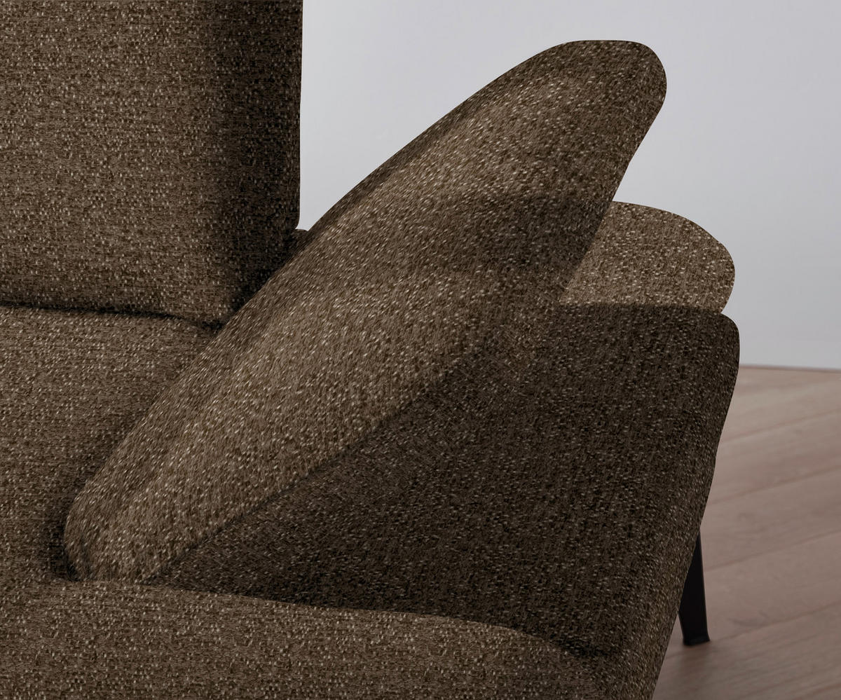 ECKSOFA in Webstoff Braun  - Schwarz/Braun, Design, Textil/Metall (180/289cm) - Stylife